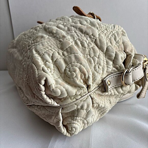 Etro Milano rare Quilted Beige Handbag Leather Trim 1B896-2198 Authentic - Picture 15 of 16